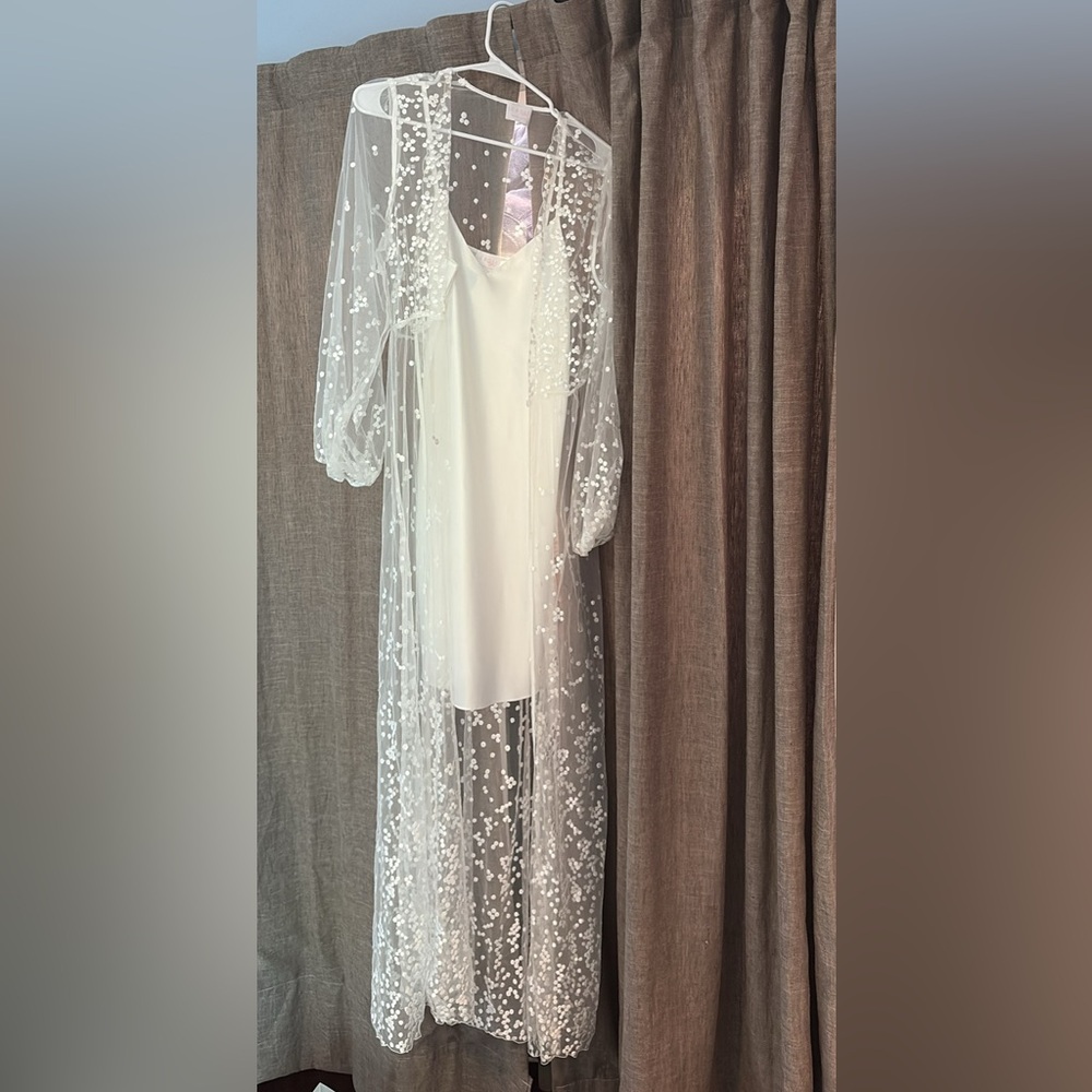 Elegant White Sheer Chemise and slip